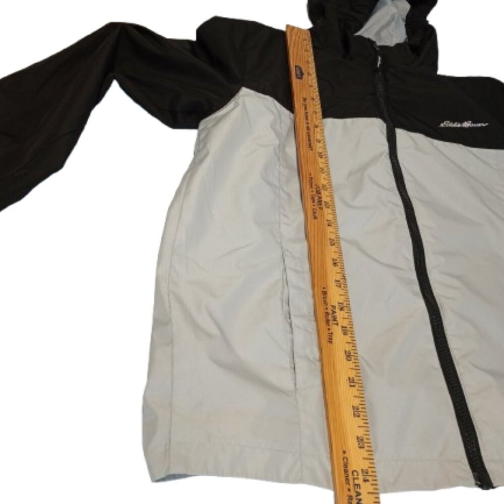 Hooded Windbreaker Jacket Eddie Bauer Kids L (14/16) in Black & Gray Preloved - Picture 7 of 9